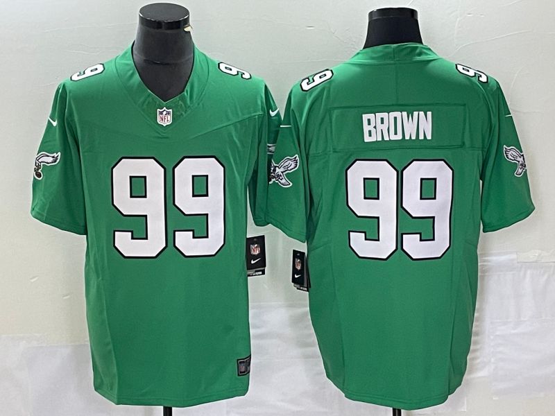 Men Philadelphia Eagles #99 Brown Green Nike Throwback Vapor Limited NFL Jersey